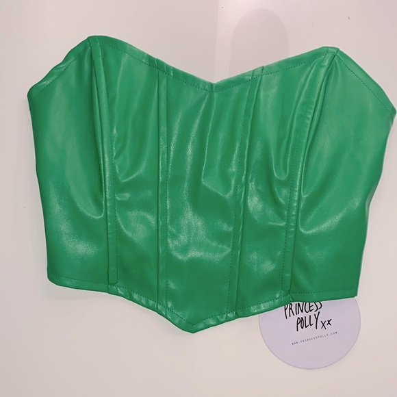 green strapless leather top new - Picture 3 of 10